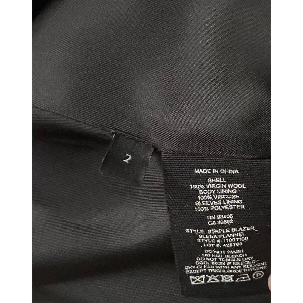 Theory Women Staple Blazer in Sleek Flannel US 2 Black 100% Virgin Wool Business - Picture 7 of 8